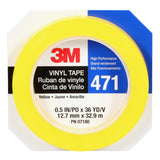 3M 471 Vinyl Tape, Yellow, 1/2 in x 36 yd, 5.2 mil (7000047466) (72 Pack) - 3