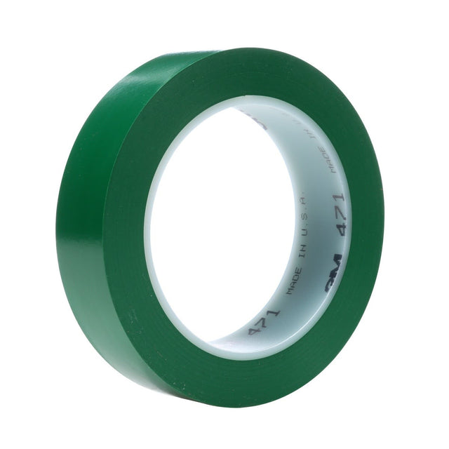 3M 471 Vinyl Tape, Green, 1/2 in x 36 yd, 5.2 mil (7000047477) (72 Pack)