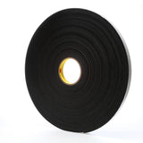 3M 4508 Vinyl Foam Tape, Black, 3/8 in x 36 yd, 125 mil (7000047495) (24 Pack)