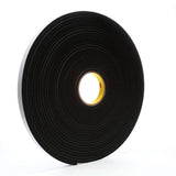 3M 4504 3319 Vinyl Foam Tape, Black, 3/4 in x 18 yd, 250 mil (7000047498) (144 Pack)