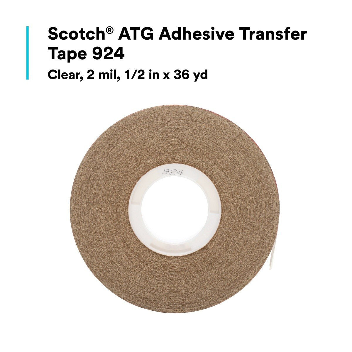 3M 924 Scotch ATG Adhesive Transfer Tape, Clear, 2 mil, 1/2 in x 36 yd (7000047500) (72 Pack) - 6