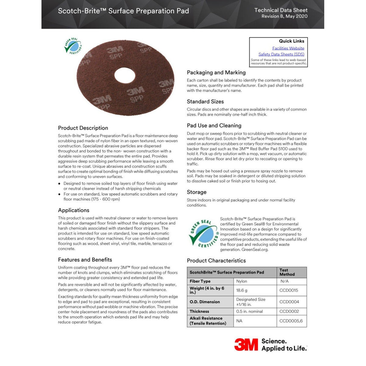 3M Scotch-Brite Surface Preparation Pad, 8 in, Medium, Brown (7000047550) (25 Pack) - 4