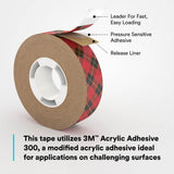 3M 969 Scotch ATG Adhesive Transfer Tape, Clear, 3/4 in x 18 yd, 5 mil, Tan Liner (7000048451) (12 Pack) - 6