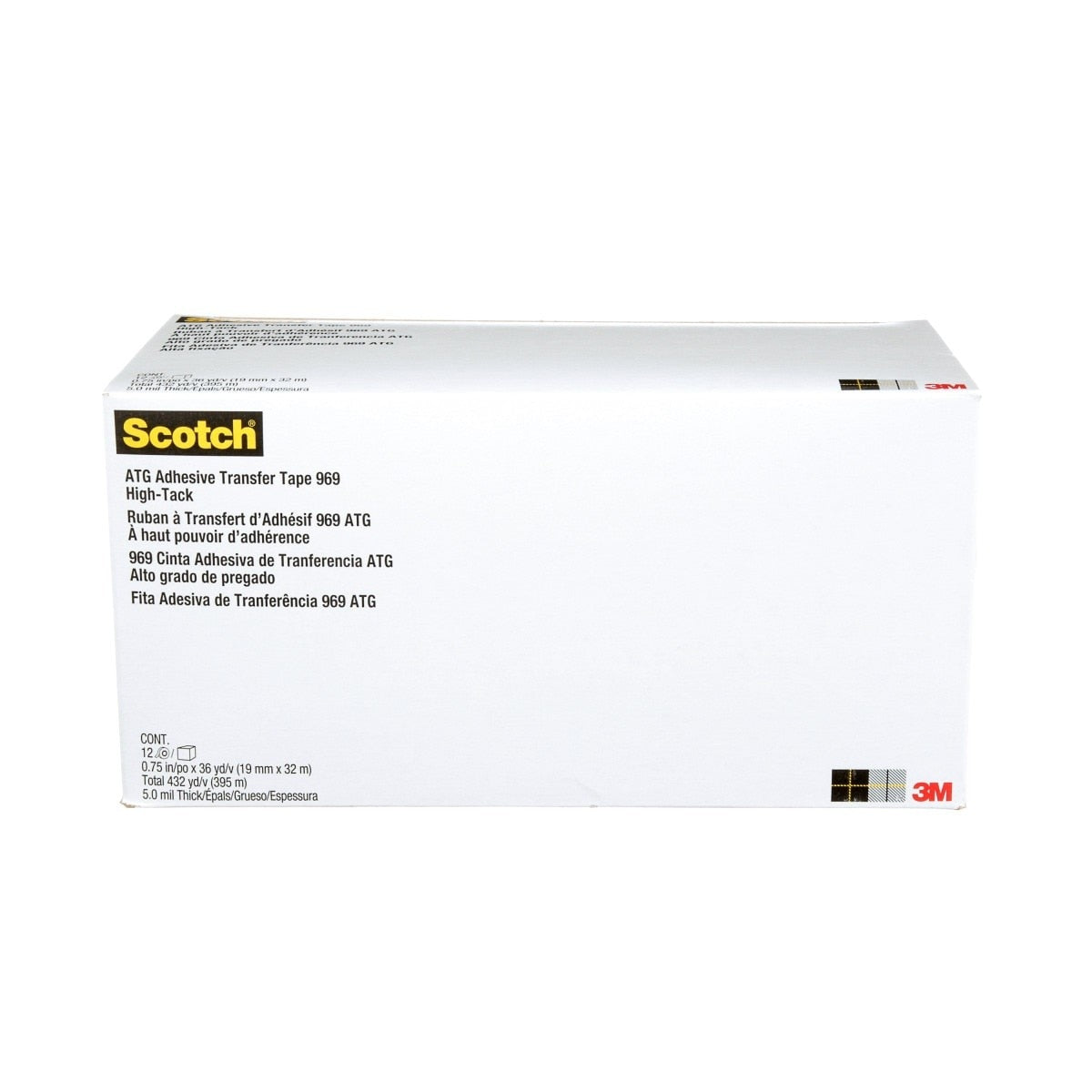 3M 969 Scotch ATG Adhesive Transfer Tape, Clear, 3/4 in x 36 yd, 5 mil (7000048463) (48 Pack) - 10
