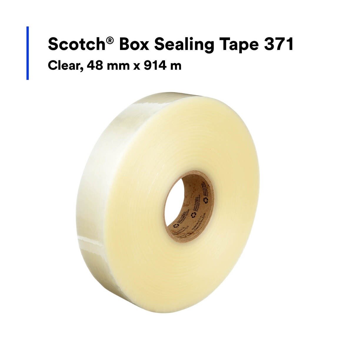 3M 371 Scotch Box Sealing Tape, Clear, 48 mm x 914 m (7000048494) (6 Pack) - 4