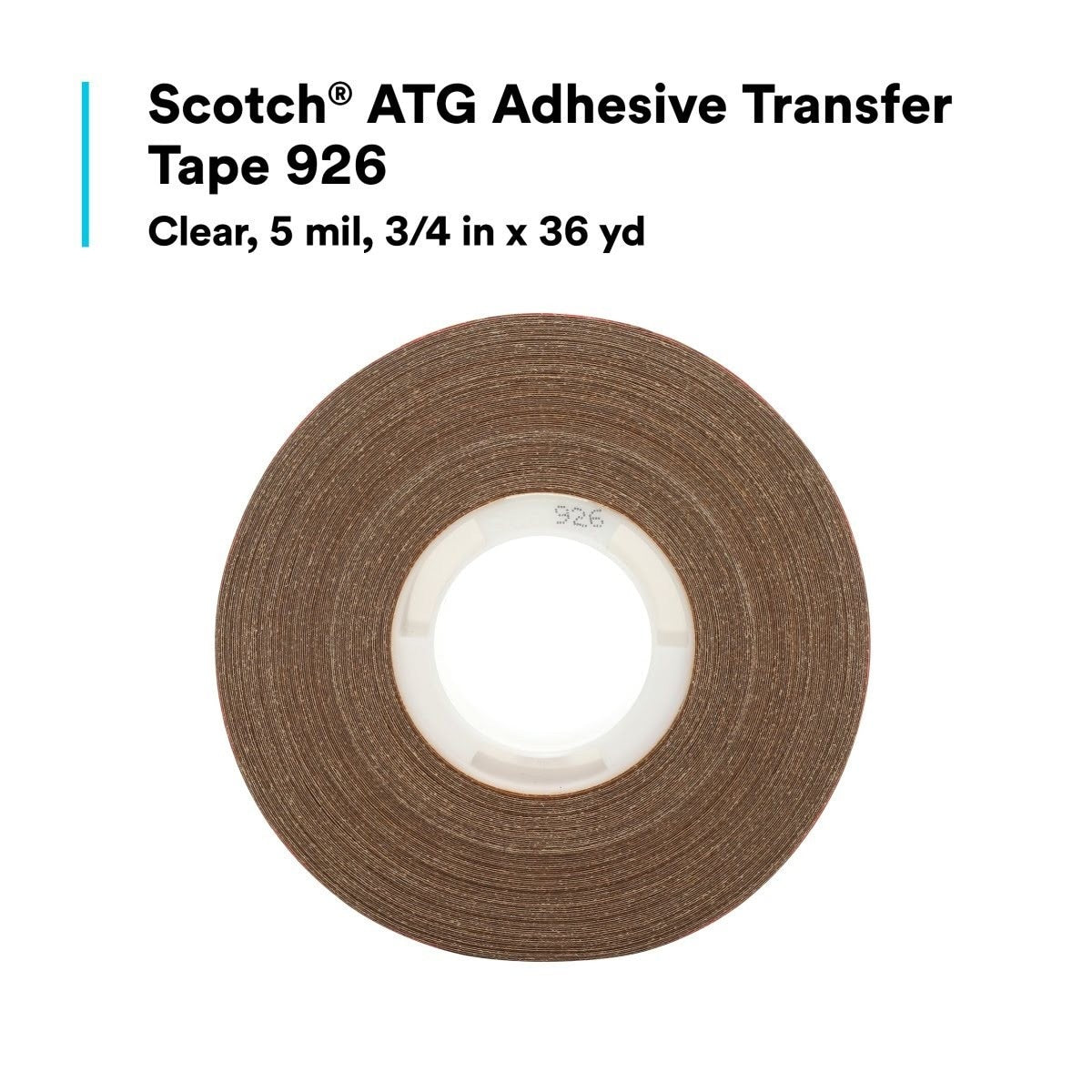 3M 926 924 Scotch ATG Adhesive Transfer Tape, Clear, 5 mil, 3/4 in x 36 yd (7000048495) (48 Pack) - 2