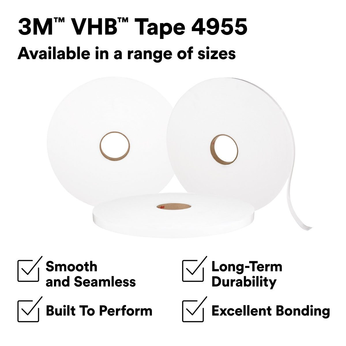 3M 4955 Double Sided Acrylic Foam Tape, White, 3/4 in x 36 yd, 80 mil (7000048520) (12 Pack) - 6