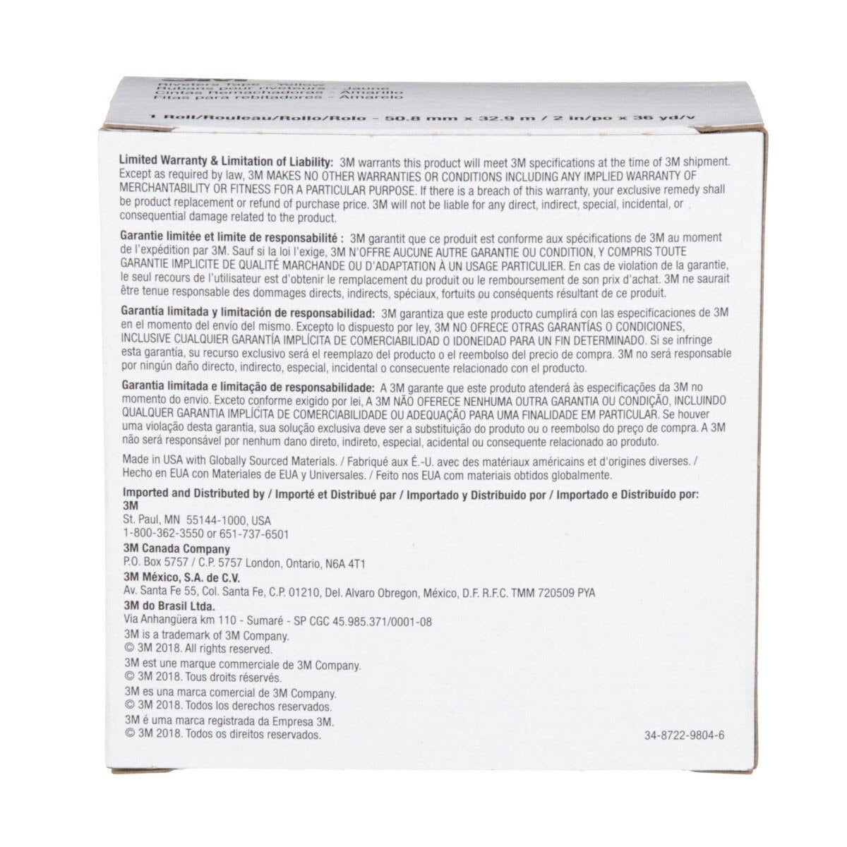 3M 695 Riveters Tape, Yellow with White Adhesive, 2 in x 36 yd, 3 mil (7000048596) (24 Pack) - 9