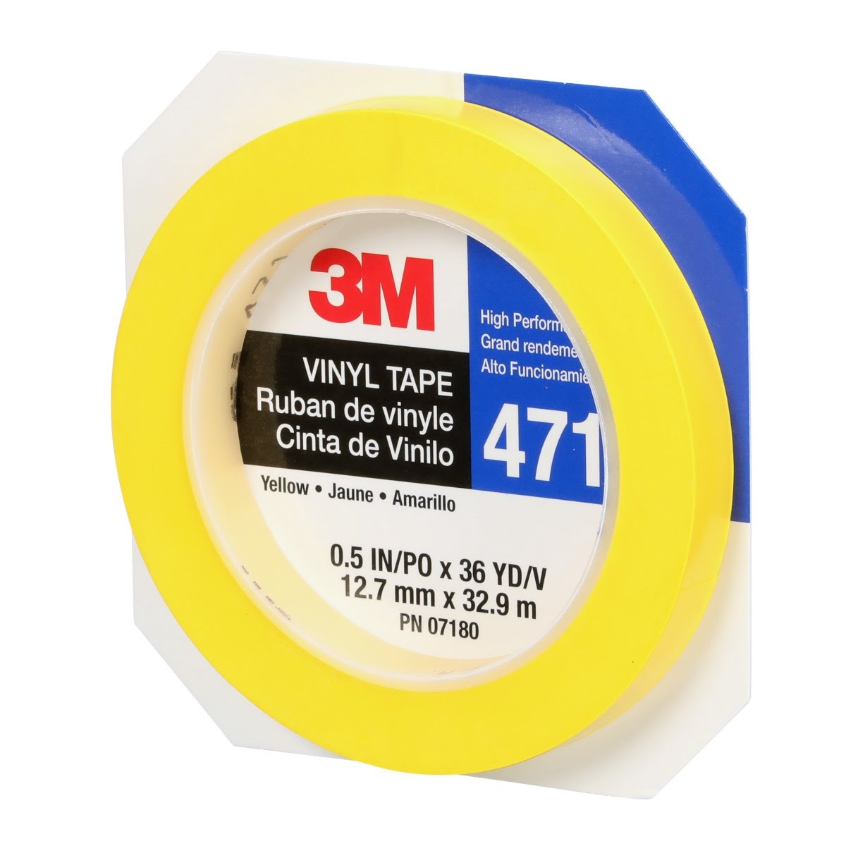 3M 471 Vinyl Tape, Yellow, 3/8 in x 36 yd, 5.2 mil (7000048775) (96 Pack) - 9