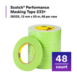 3M 233+ 26332 Scotch Performance Green Masking Tape, 12 mm x 55 m (7000048803) (48 Pack) - 5