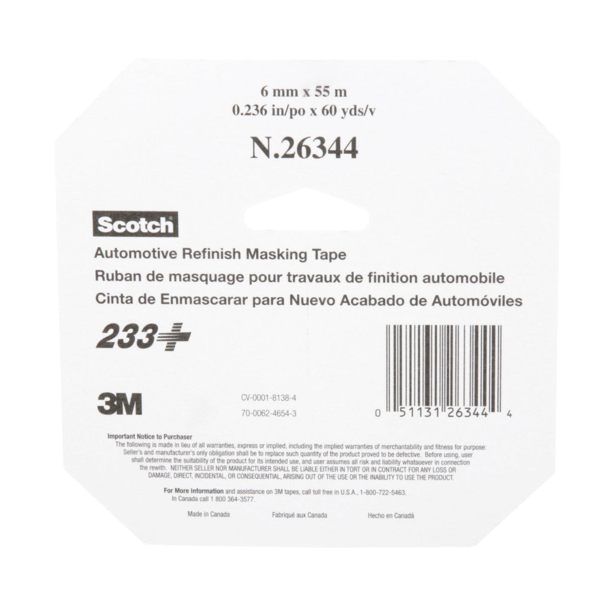 3M 233+ Scotch Performance Green Masking Tape, 6 mm x 55 m, Automotive Refinish (26344) (7000048806) (12 Pack) - 8