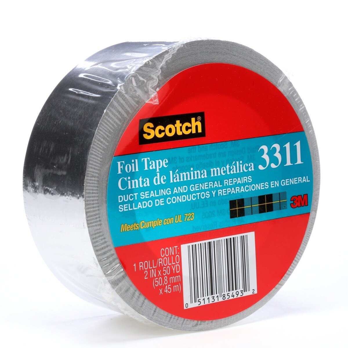 3M 3311 Scotch Aluminum Foil Tape, Silver, 2 in x 50 yd, 3.6 mil (7000049174) (12 Pack) - 2