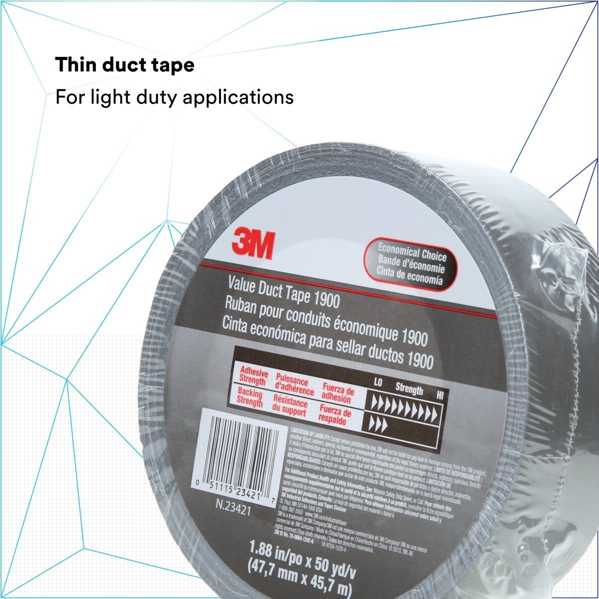 3M 1900 Value Duct Tape, Silver, 1-7/8 in x 50 yd, 5.8 mil (7000049202) (24 Pack) - 3