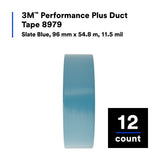 3M 8979 Performance Plus Duct Tape, Slate Blue, 96 mm x 54.8 m, 12.1 mil, Clean Removal, UV and Weather Resistant (7000049207) (12 Pack) - 5