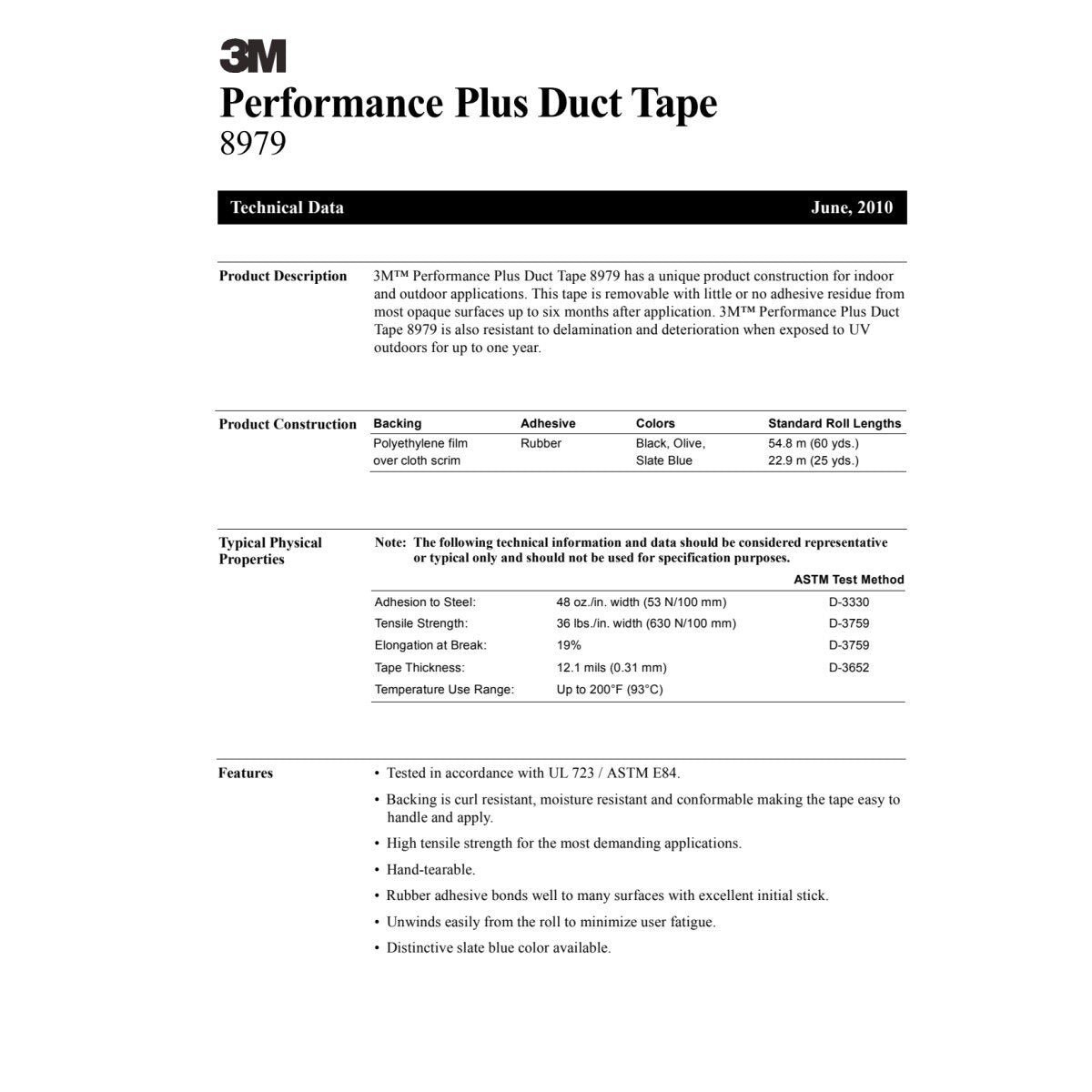 3M 8979 Performance Plus Duct Tape, Slate Blue, 96 mm x 54.8 m, 12.1 mil, Clean Removal, UV and Weather Resistant (7000049207) (12 Pack) - 10