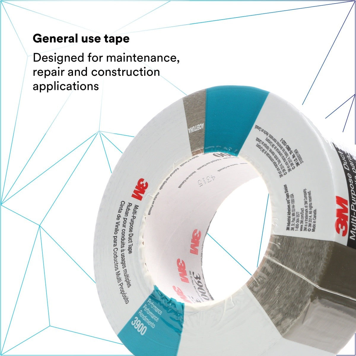 3M 3900 Multi-Purpose Duct Tape, Olive, Rubber Adhesive, Water Resistant, 48 mm x 54.8 m, 7.6 mil, Individually Wrapped Conveniently Packaged (7000049744) (24 Pack) - 4