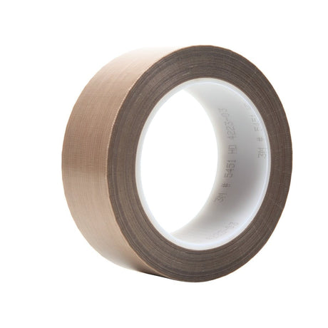 3M 5451 PTFE Glass Cloth Tape, Brown, 1 1/2 in x 36 yd, 5.6 mil, Silicone Adhesive (7000050134) (6 Pack)