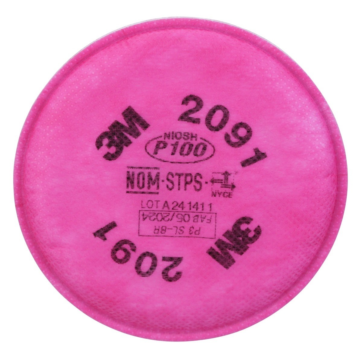 3M 2091 2091/07000 Particulate Filter P100 Bayonet, Magenta (7000051991) (2 Pack)