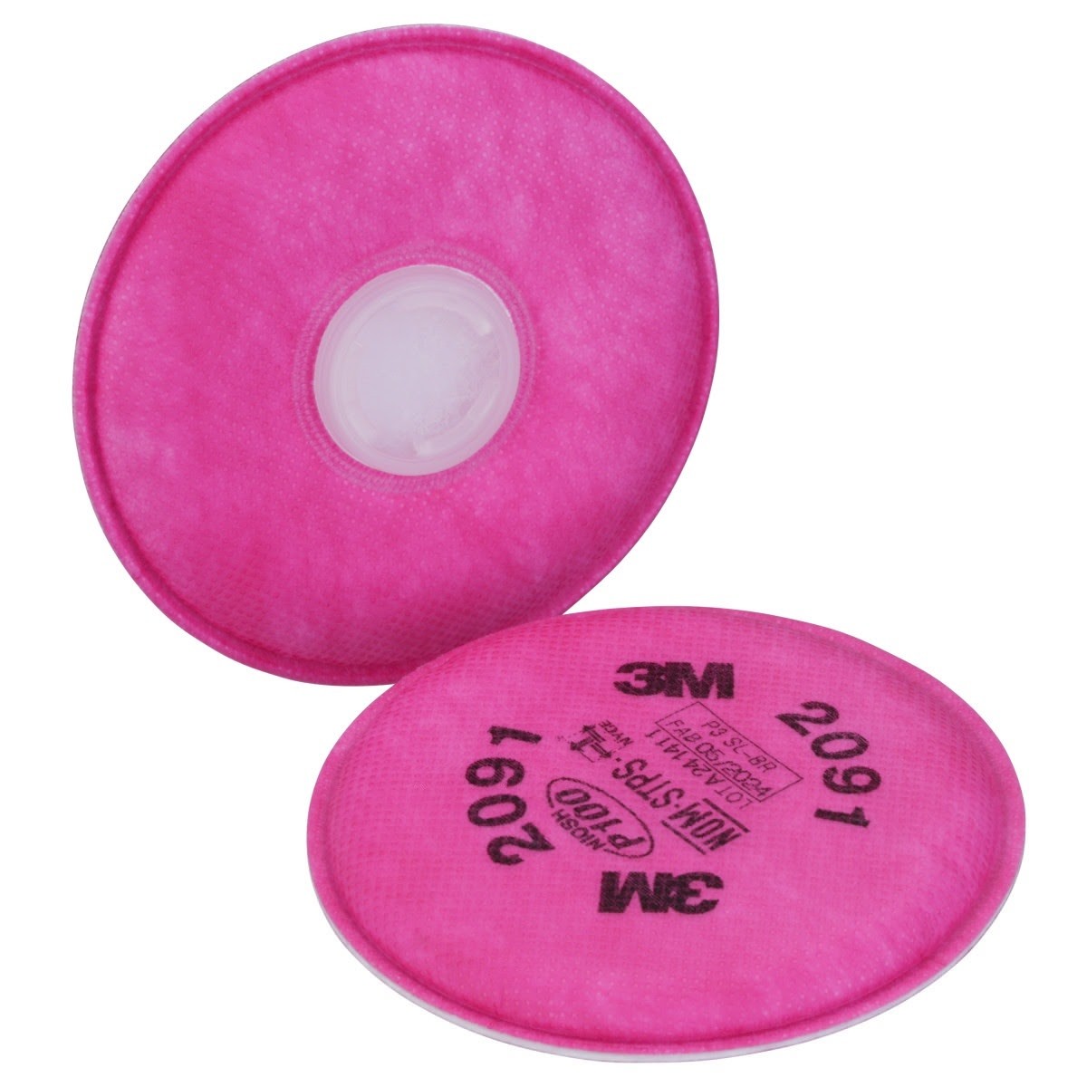 3M 2091 2091/07000 Particulate Filter P100 Bayonet, Magenta (7000051991) (2 Pack) - 3