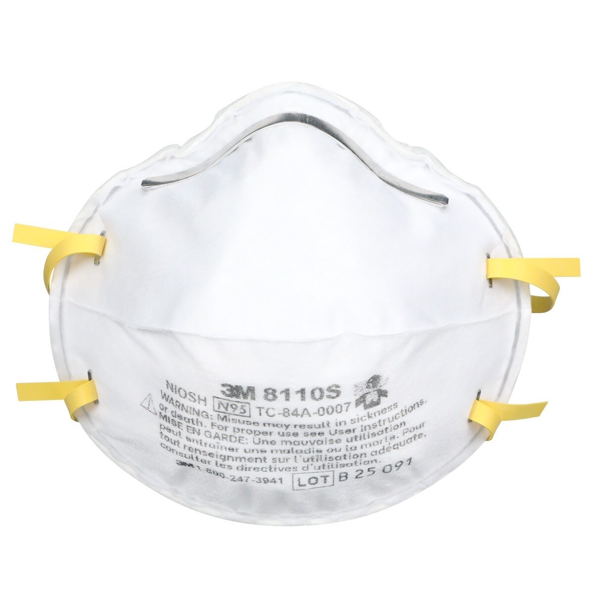 3M 8110S Particulate Respirator, N95, Unsealed, Small, Disposable, Adjustable Noseclip, Two Strap, Nosefoam (7000052065) (160 Pack)