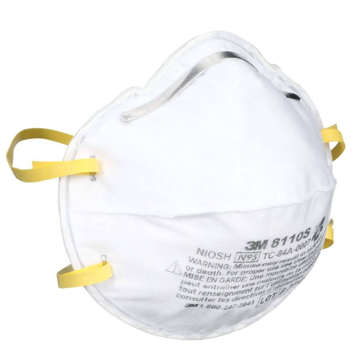3M 8110S Particulate Respirator, N95, Unsealed, Small, Disposable, Adjustable Noseclip, Two Strap, Nosefoam (7000052065) (160 Pack) - 3