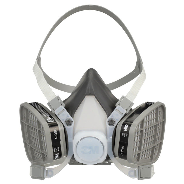 3M 66070 Half Facepiece Disposable Respirator Assembly 51P71 NIOSH Approved Organic Vapor P95 Small Permanently Attached Cartridges (7000052079) (12 Pack)