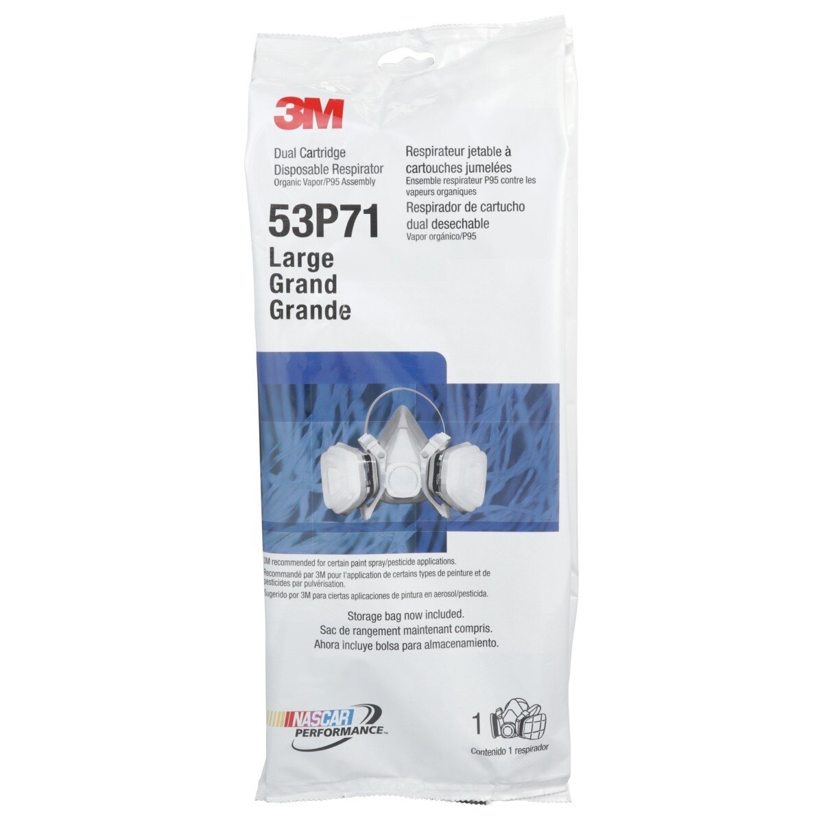 3M 7193 53P71 Half Facepiece Disposable Respirator Assembly, NIOSH Approved, Organic Vapor P95 OV/P95, Large, Permanently Attached Cartridges (7000052081) (12 Pack) - 9