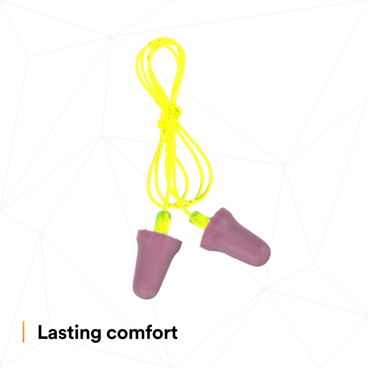 3M P2001 No-Touch Push-to-Fit Earplugs, Corded, NRR 29 dB, Purple, Yellow Vinyl Cord (7000052722) (1 Pair) (400Pack) - 5