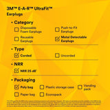 3M 340-4017 E-A-R UltraFit Earplugs, Metal Detectable, Corded, Econopack (7000052725) (200 Pack) - 10