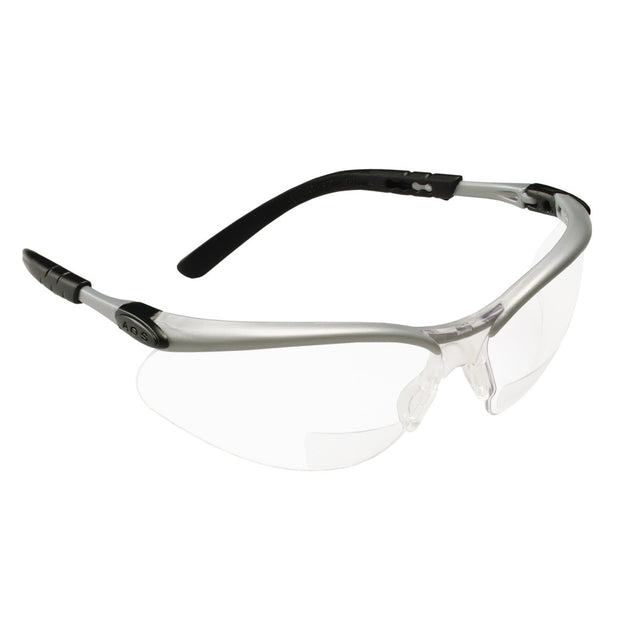 3M BX Reader Safety Glasses with +2.0 Diopter, ANSI Z87, Anti-Fog Anti-Scratch Clear Lens, Silver Frame, Adjustable Temples and Lens Angle (11375-00000-20) (7000052794) (1 Pair) (20 Pack)