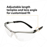 3M BX Reader Safety Glasses with +2.0 Diopter, ANSI Z87, Anti-Fog Anti-Scratch Clear Lens, Silver Frame, Adjustable Temples and Lens Angle (11375-00000-20) (7000052794) (1 Pair) (20 Pack) - 8