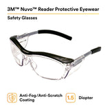 3M 11434-00000-20 Safety Glasses with Readers, Nuvo Protective Eyewear, +1.5 Diopter, Clear Lens, Retro Gray Frame, Soft Nose Bridge, Side Shields, ANSI Z87.1 (7000052797) (20 Pack) - 5