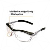 3M 11434-00000-20 Safety Glasses with Readers, Nuvo Protective Eyewear, +1.5 Diopter, Clear Lens, Retro Gray Frame, Soft Nose Bridge, Side Shields, ANSI Z87.1 (7000052797) (20 Pack) - 6