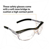 3M 11434-00000-20 Safety Glasses with Readers, Nuvo Protective Eyewear, +1.5 Diopter, Clear Lens, Retro Gray Frame, Soft Nose Bridge, Side Shields, ANSI Z87.1 (7000052797) (20 Pack) - 9