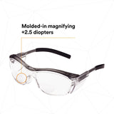 3M 11436-00000-20 Nuvo +2.5 Reader Safety Glasses, Gray Frame, Clear Lens, ANSI Z87.1 (7000052799) (20 Pack) - 3