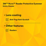 3M 11436-00000-20 Nuvo +2.5 Reader Safety Glasses, Gray Frame, Clear Lens, ANSI Z87.1 (7000052799) (20 Pack) - 9