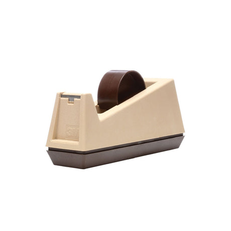 3M C25 Scotch Heavy Duty Tape Dispenser, Weighted Base, Rubber Base, 3 in Core, Holds Tape Up to 1 in Wide, Putty Beige (7000056837)