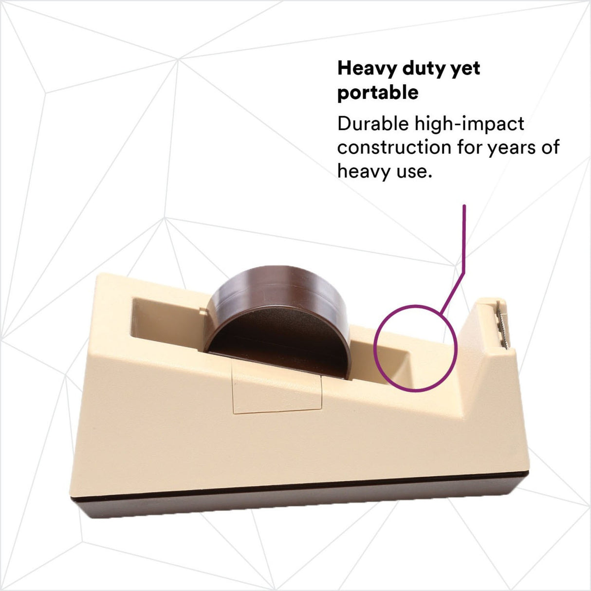 3M C25 Scotch Heavy Duty Tape Dispenser, Weighted Base, Rubber Base, 3 in Core, Holds Tape Up to 1 in Wide, Putty Beige (7000056837) - 5