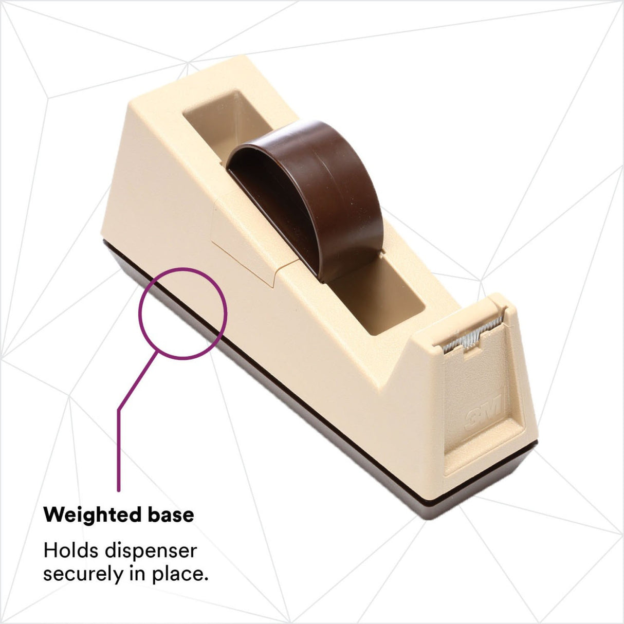 3M C25 Scotch Heavy Duty Tape Dispenser, Weighted Base, Rubber Base, 3 in Core, Holds Tape Up to 1 in Wide, Putty Beige (7000056837) - 6