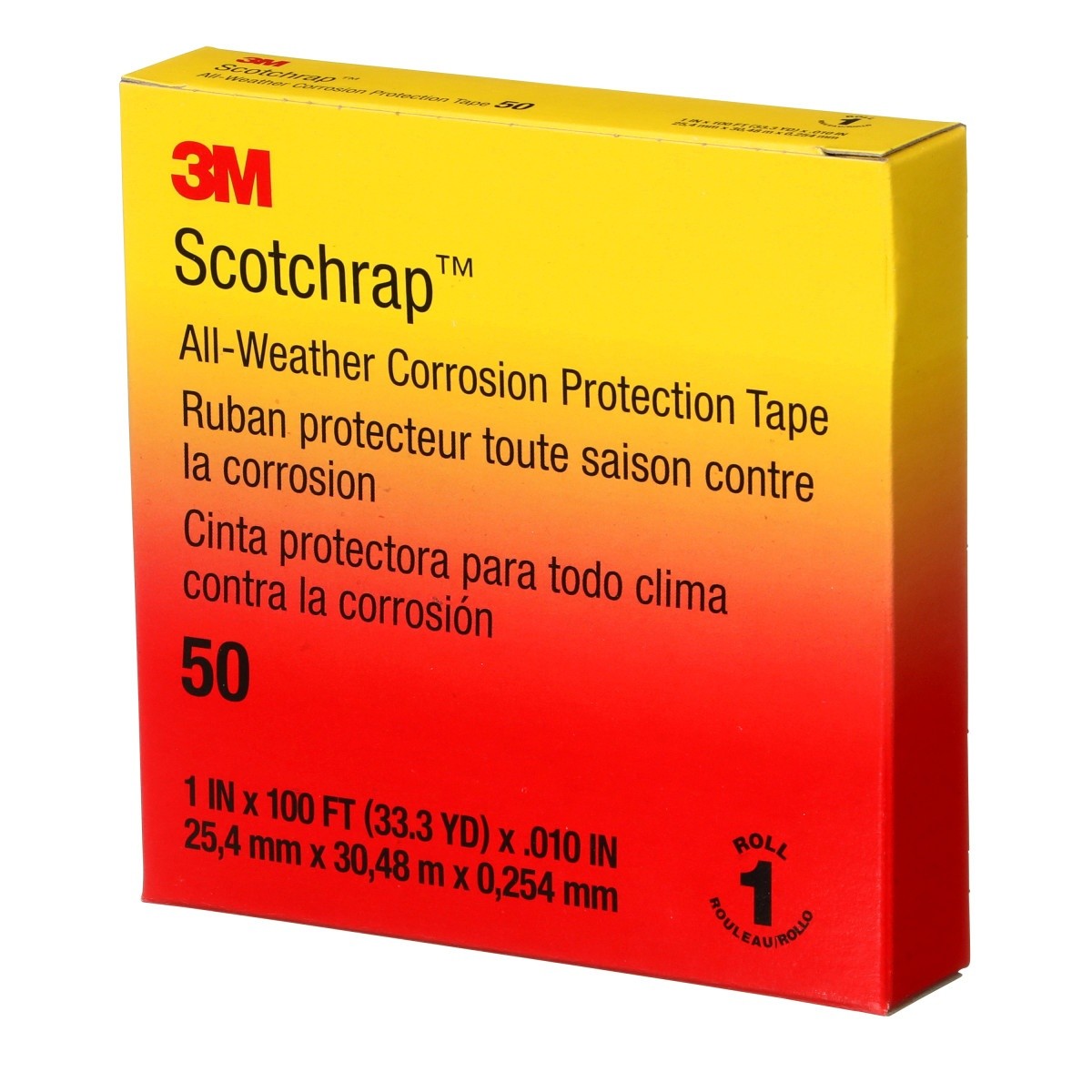 3M 50UP-1X100FT Vinyl Corrosion Protection Tape 50, Unprinted, Black, 1 in x 100 ft (7000057501) (10 Pack) - 8