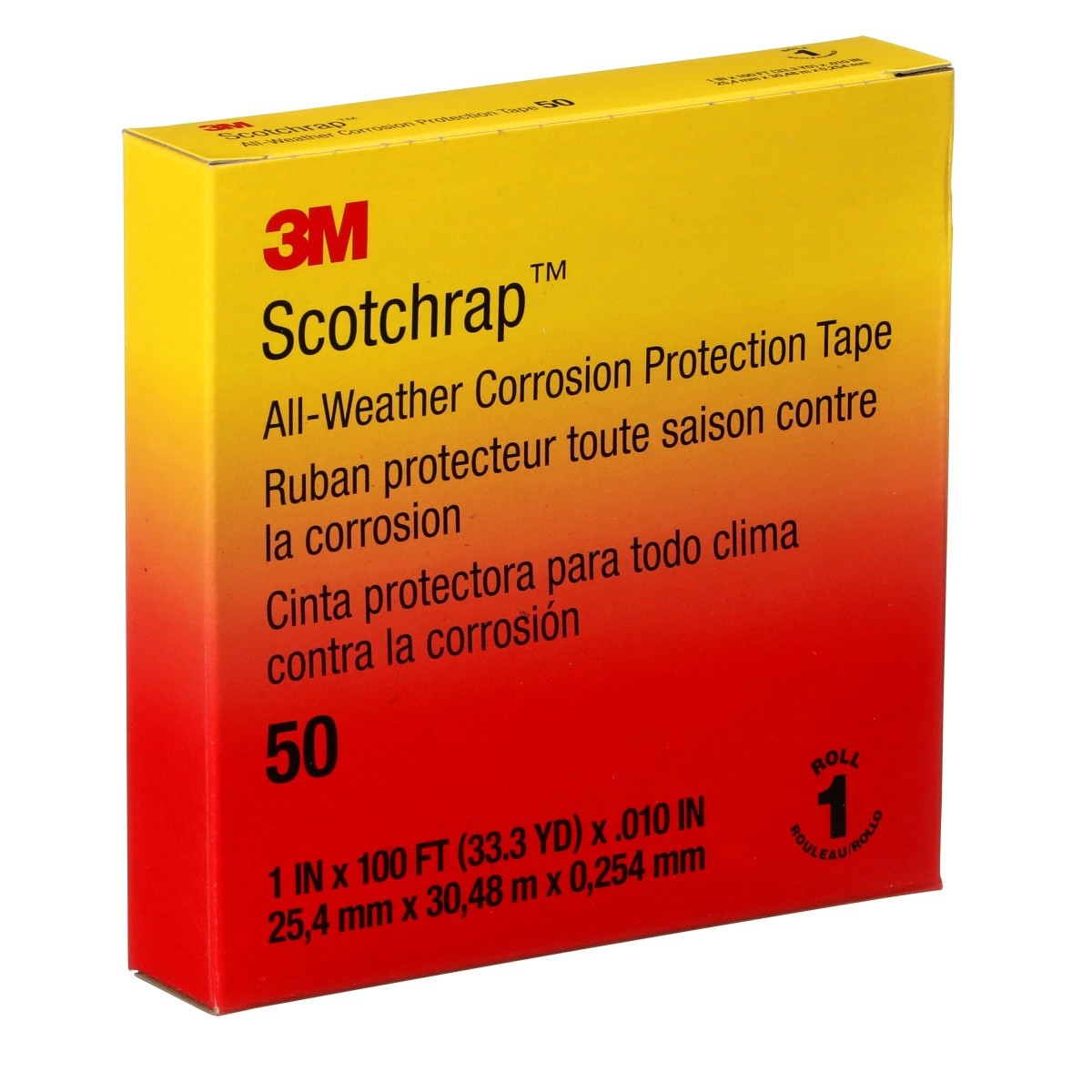 3M 50UP-1X100FT Vinyl Corrosion Protection Tape 50, Unprinted, Black, 1 in x 100 ft (7000057501) (10 Pack) - 9