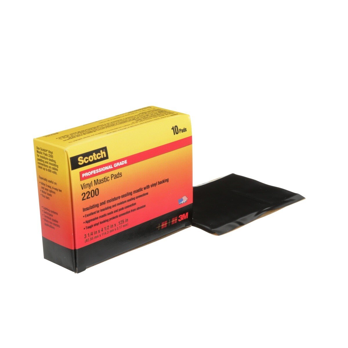 3M 2200-3.25X4.5IN Scotch Vinyl Mastic Pad Black 3-1/4 in x 4-1/2 in (7000057773) (10 Pack) - 2
