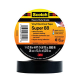 3M Scotch Super 88 Vinyl Electrical Tape Black 1-1/2 in x 44 ft (88-1.5X44FT) (7000058433) (10 Rolls) (10 Pack) - 2