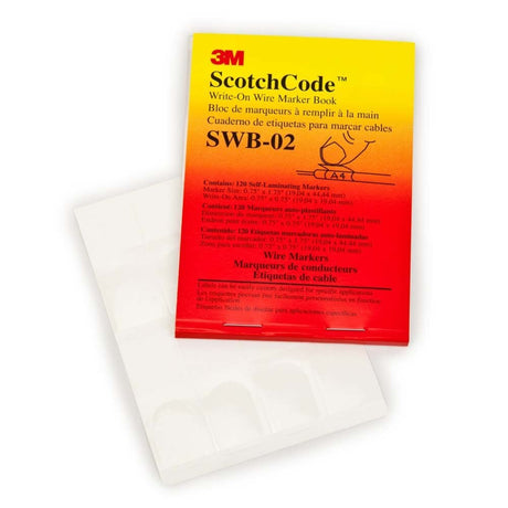 3M 7000058801 Scotchcode Write-On Wire Marker Book SWB-02, 0.75 in x 1.75 in, SWB-2, .75" x 1.75"