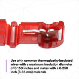 3M 951X-BOTTLE Female QuickSlide Disconnect T-Tap Nylon Insulated Self-Stripping 22-18 AWG Red (7000058872) (10 Pack) - 7