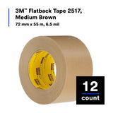 3M 2517 Flatback Tape, Medium Brown, 6.5 mil, 72 mm x 55 m (7000088503) (48 Pack) - 4