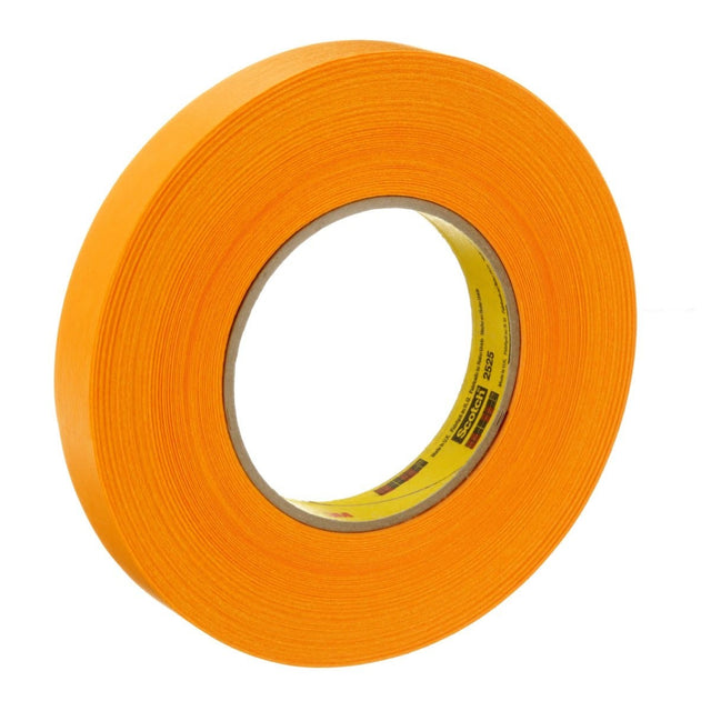 3M 2525 Scotch Performance Flatback Tape, Orange, High Visibility, High Tack, High Temperature, Hand Tearable, 18 mm x 55 m, 9.5 mil (7000088506) (48 Pack)
