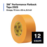3M 2525 Performance Flatback Tape, Orange, 72 mm x 55 m, 9.5 mil (7000088509) (12 Pack) - 10