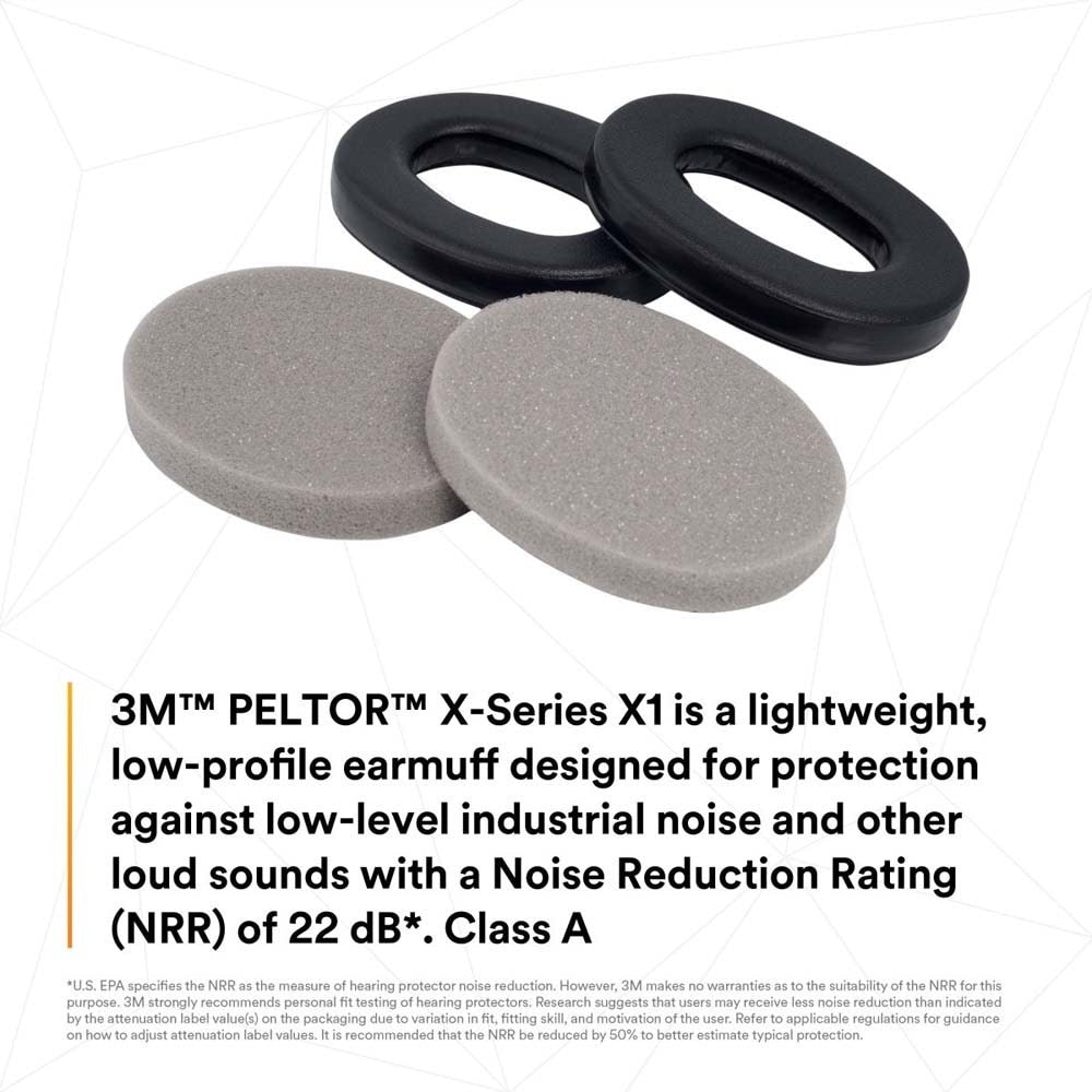 3M HYX1 PELOR X1 Ear Muffs Replacement Cushions and Liners Designed Only for PELTOR X1 Series Over-the-Head Ear Muffs X1A or Hard Hat Attachment X1P3E, Noise Protection, 1 Pair/Pack (7000104045) (10 Pack) - 4