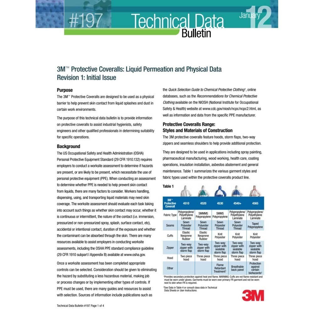 3M 7000109034 Disposable Protective Coverall 4530-BLK-M, Hooded SMS with Secondary Flame Spread-Resistant Treatment, Antistatic, Medium (25 Pack) - 10